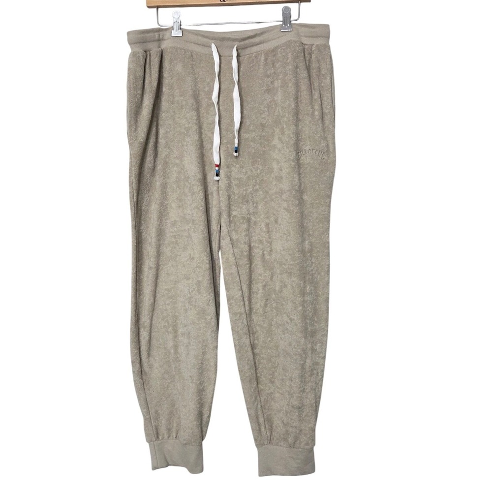 Billabong Sleep Wear Womens XL Terry Cloth Joggers Beige Lounge Pants Drawstring